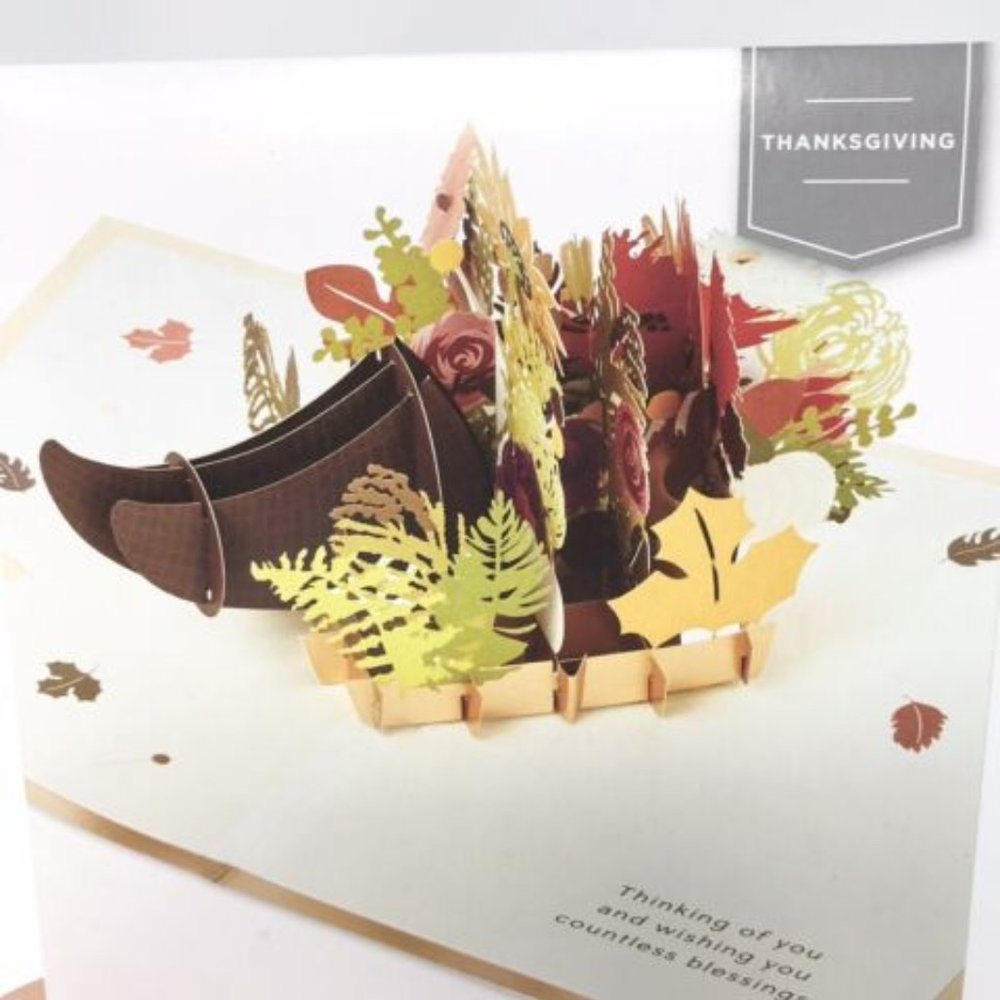2 IDENTICAL popup cornucopia Thanksgiving/fall cards